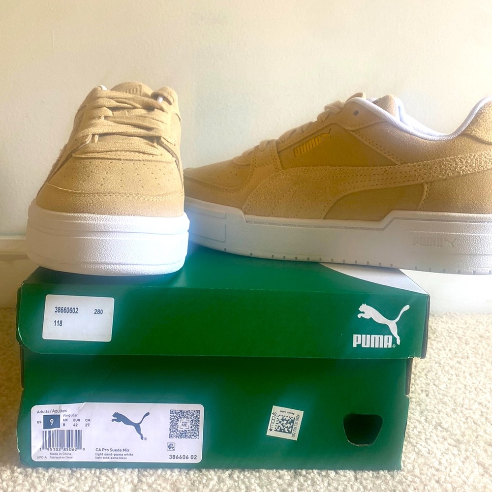 Puma I have US size 9,9.5,and 11.5 really nice sneakers!